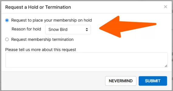 Request Hold dialogue box