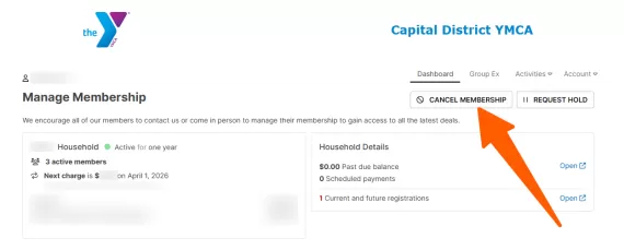 Screenshot of the Manage Membership Screen