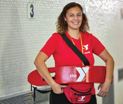 girl standing as a lifeguard