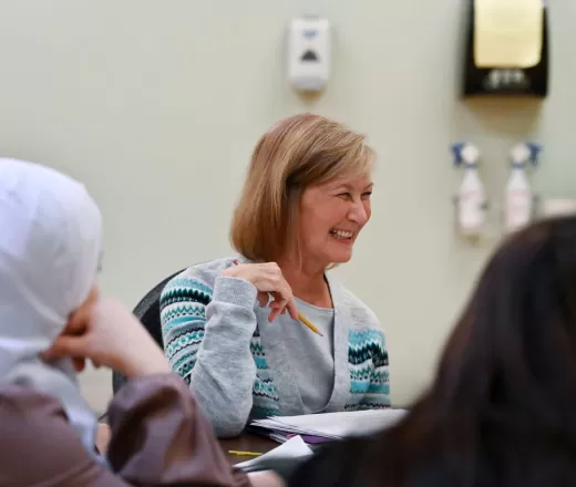 Smiles at each other