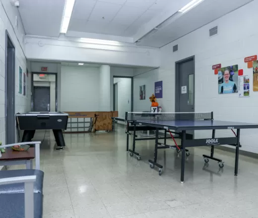 Troy's lobby with ping pong and air hockey tables